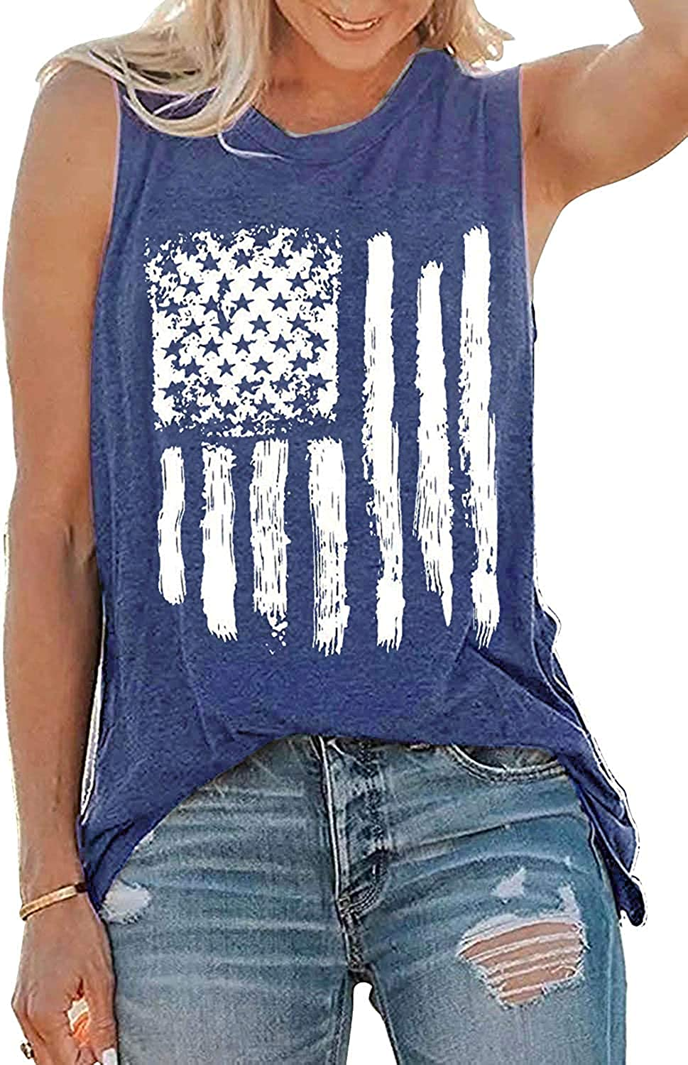 American Flag Tank Tops for Women We the People 1776 Sleeveless T-Shirt 4Th of July Tee Tops