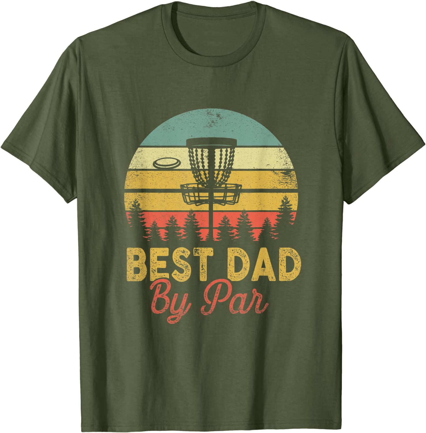 Mens Vintage Best Dad by Par Disc Golf Funny Father'S Day T-Shirt