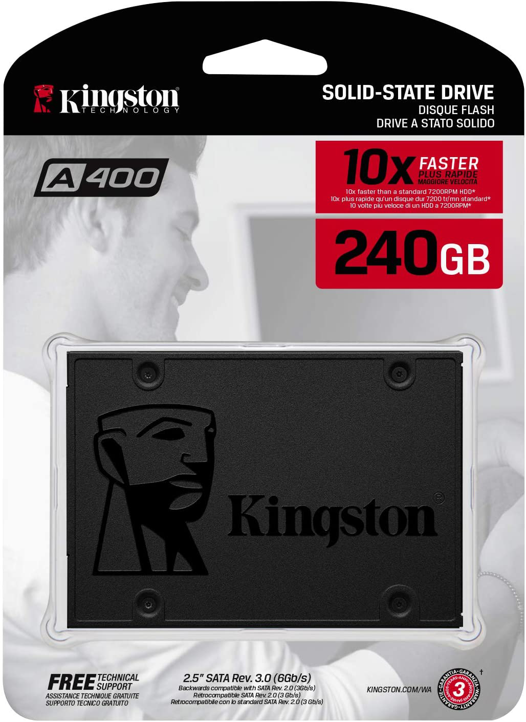 A400 SATA 3 2.5" Internal SSD SA400S37/240G - HDD Replacement for Increase Performance
