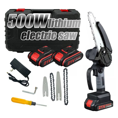21V Cordless Mini Chainsaw with 2 Guide Plates & 2 Pack Rechargeable Batteries