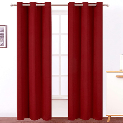 LEMOMO Red Thermal Blackout Curtains/38 x 84 Inch/Set of 2 Panels Room Darkening Curtains for Bedroom
