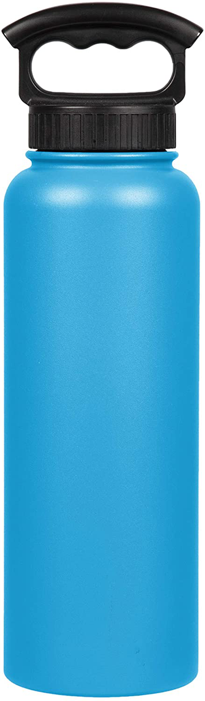 FIFTY/FIFTY Double Wall Vacuum Insulated Water Bottle, Stainless Steel, Wide Mouth with Three Finger Cap