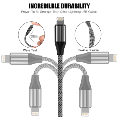 iPhone Charger Cable MFi Certified Nylon Braided Lightning Cable, iPhone Charging Cord USB Cable Compatible with iPhone 11/Pro/X/Xs Max/XR/8 Plus /7 Plus/6/ iPad