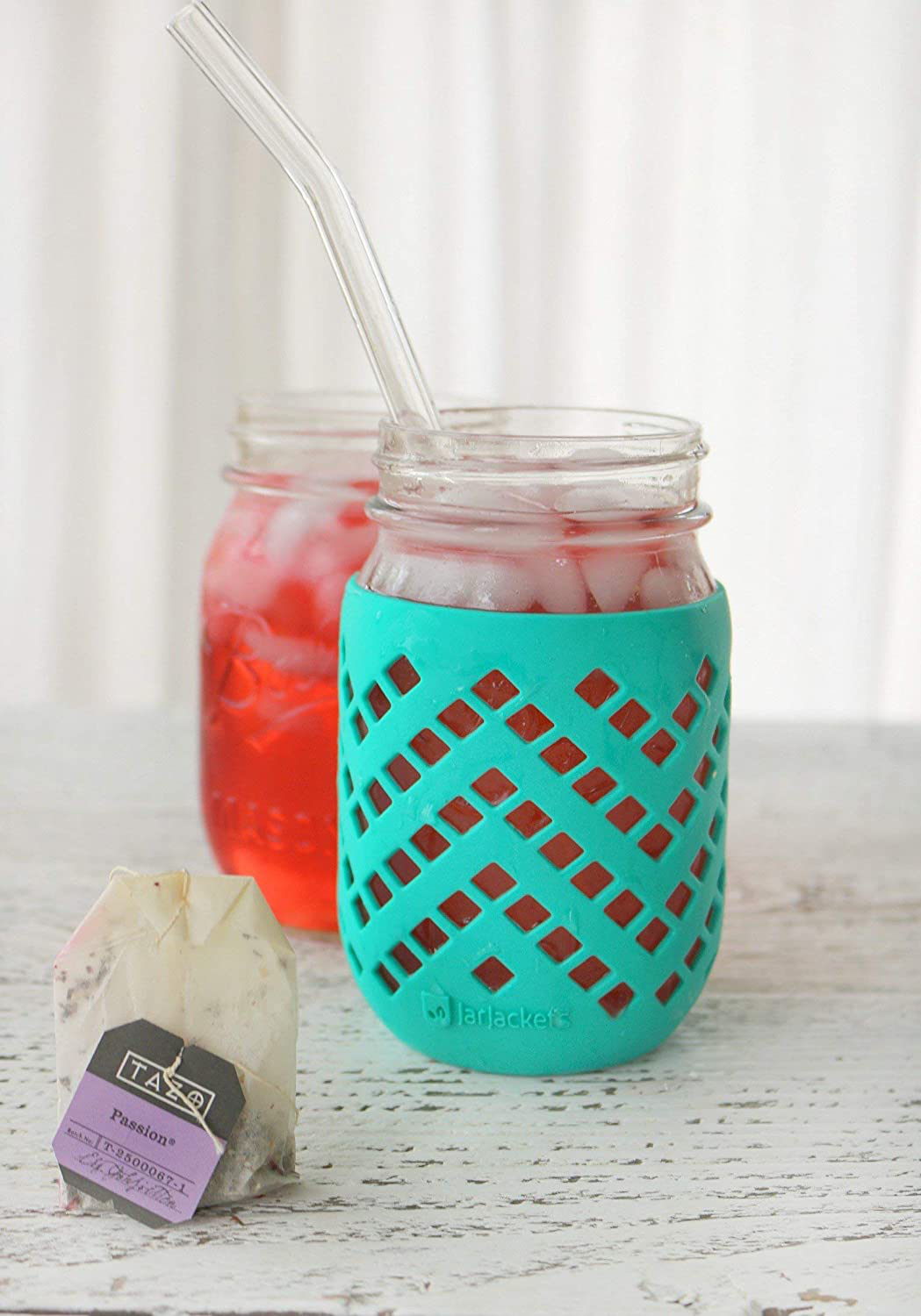 JarJackets Silicone Mason Jar Sleeve - Fits 16oz (1 pint) REGULAR-Mouth Jars | Package of 1 (Lagoon))