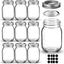 Mason Jars 16 OZ, AIVIKI Glass Regular Mouth Canning Jars with Silver Metal Airtight Lids and Bands for Canning, Jam, Honey, Wedding Favors, Shower Favors, Baby Foods, Food Storage, Overnight Oats, Dry Food, Snacks, Candies, 10 Pack 12 Whiteboard Labels