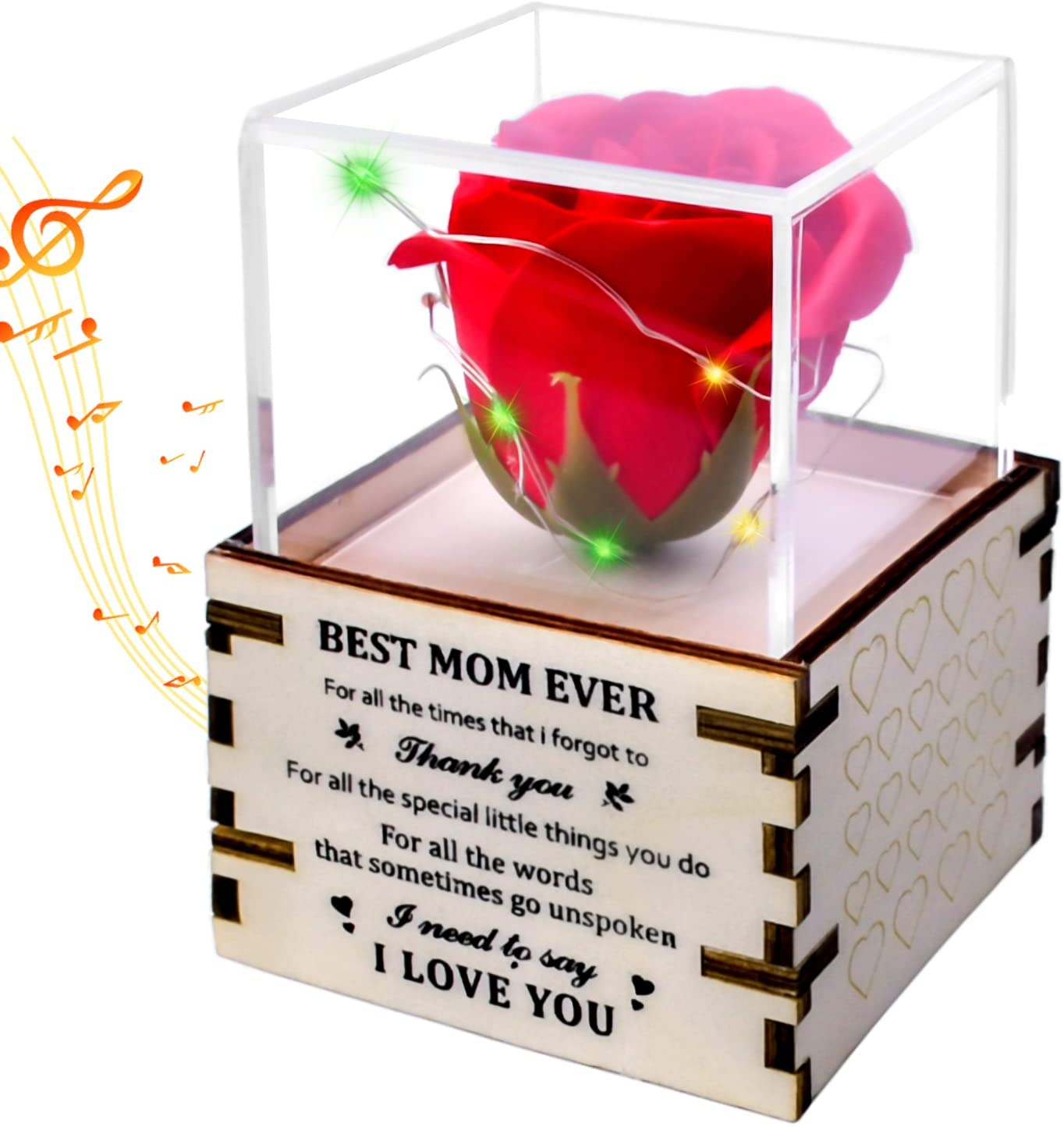 Gifts for Mom Mothers Day from Daughter Son Preserved Eternal Rose Flowers Music Box Enchanted Rose Flower 