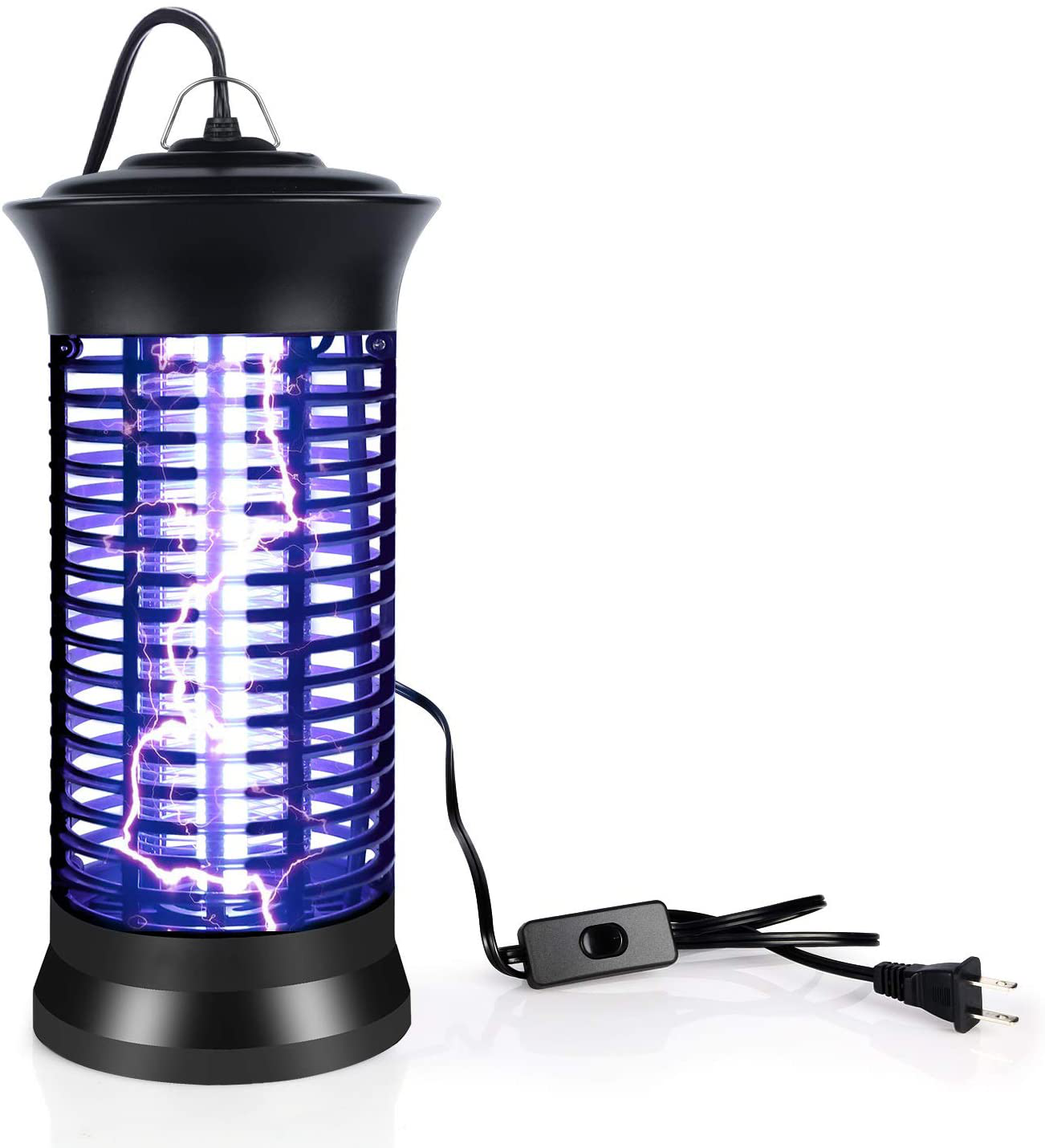 Indoor Bug Zapper with Switch, Electric Mosquito Killer Lamp with UV Light, Portable Standing or Hanging Home Bug Killer for Kitchen and Office