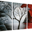 Wieco Art Framed Art the Cloud Tree Wall Art HD print of Oil Paintings Giclee Landscape Canvas Prints for Home Decorations, 3 Panels with Black Frames WAB3006M-BF