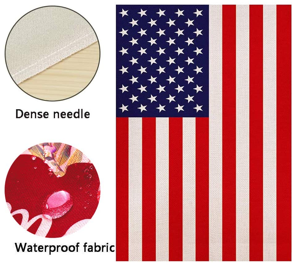 American Flag Double Sided American Flag Garden Flag Thick Weatherproof Burlap 4Th of July Garden Flag ​US Garden Flag Perfect Decor for Outdoor Yard Porch Patio Farmhouse Lawn, 12 X 18 Inch
