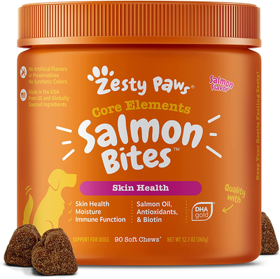 Zesty Paws Salmon Fish Oil Omega 3 for Dogs - with Wild Alaskan Salmon Oil - Allergy Support - Hip & Joint + Arthritis Dog Supplement