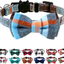 Joytale Breakaway Cat Collar with Bow Tie and Bell, Cute Plaid Patterns, 1 Pack Kitty Safety Collars,Haze Blue