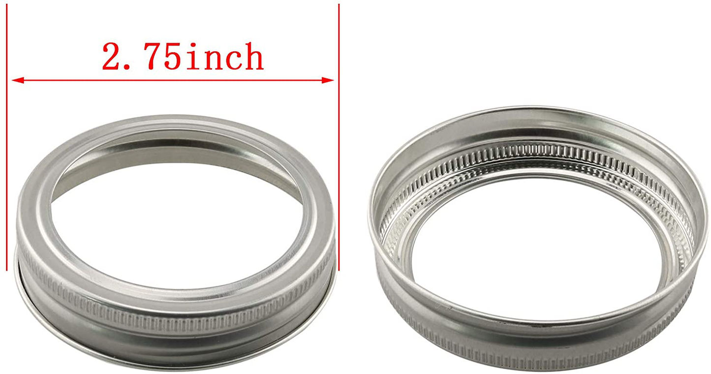 HJ Garden 5pcs Super Hard Tinplate Mason Jar Replacement Metal Rings Rust Proof Screw Bands Mason Bottle Caps