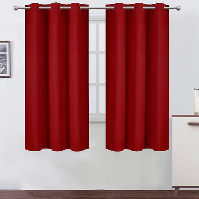 LEMOMO Red Bedroom Blackout Curtains/38 x 63 Inch Long/Set of 2 Curtain Panels/Thermal Insulated Room Darkening Curtains for Bedroom