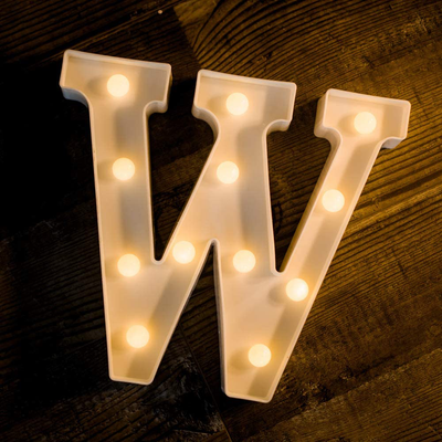 Foaky LED Letter Lights Sign Light Up Letters Sign for Night Light Wedding/Birthday Party Battery Powered Christmas Lamp Home Bar Decoration(W)