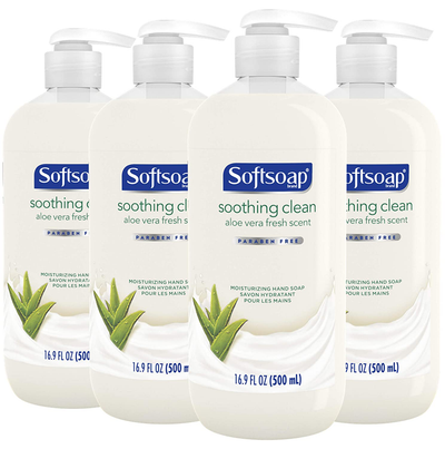 Softsoap Moisturizing Liquid Hand Soap, Soothing Clean Aloe Vera - 16.9 fluid ounces (4 Pack)