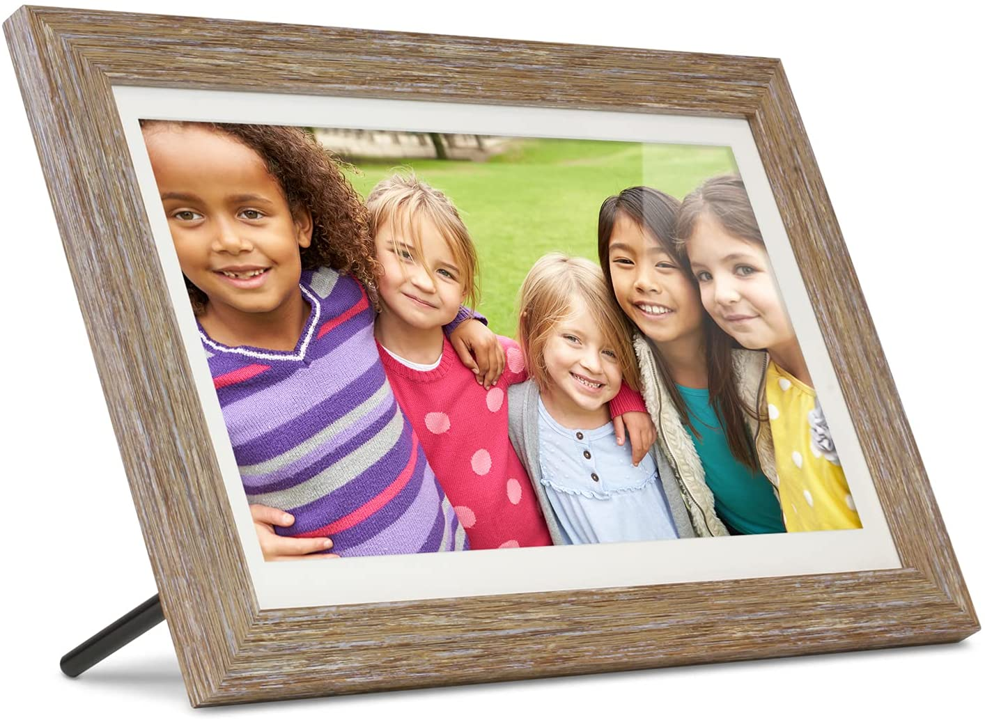8” Distressed Wood Digital Photo Frame, Auto Slideshow, USB/SD/SDHC Supported, Built-In Clock & Calendar, Easy Setup