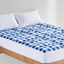 SLEEP ZONE Quilted Mattress Pad Cover Printed Geometric Grid Topper Overfilled Fluffy Soft Pillow Top Down Alternative Fill Fits up to 21 inch Deep Pocket, Blue, King