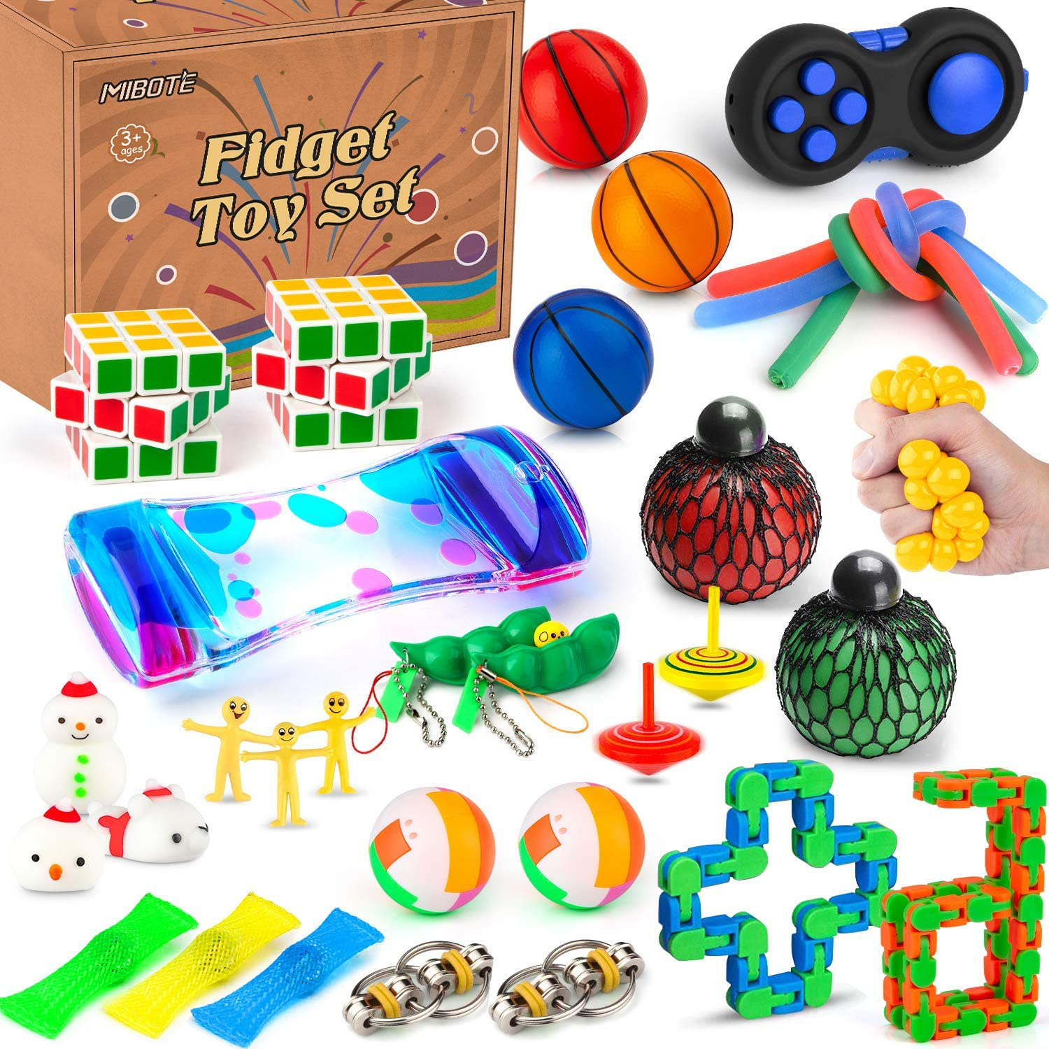 34 Pcs Fidget Toys Set, Sensory Fidget Toys Bundle for Kids/Adults Stress Relief and Anti-Anxiety Hand Toys