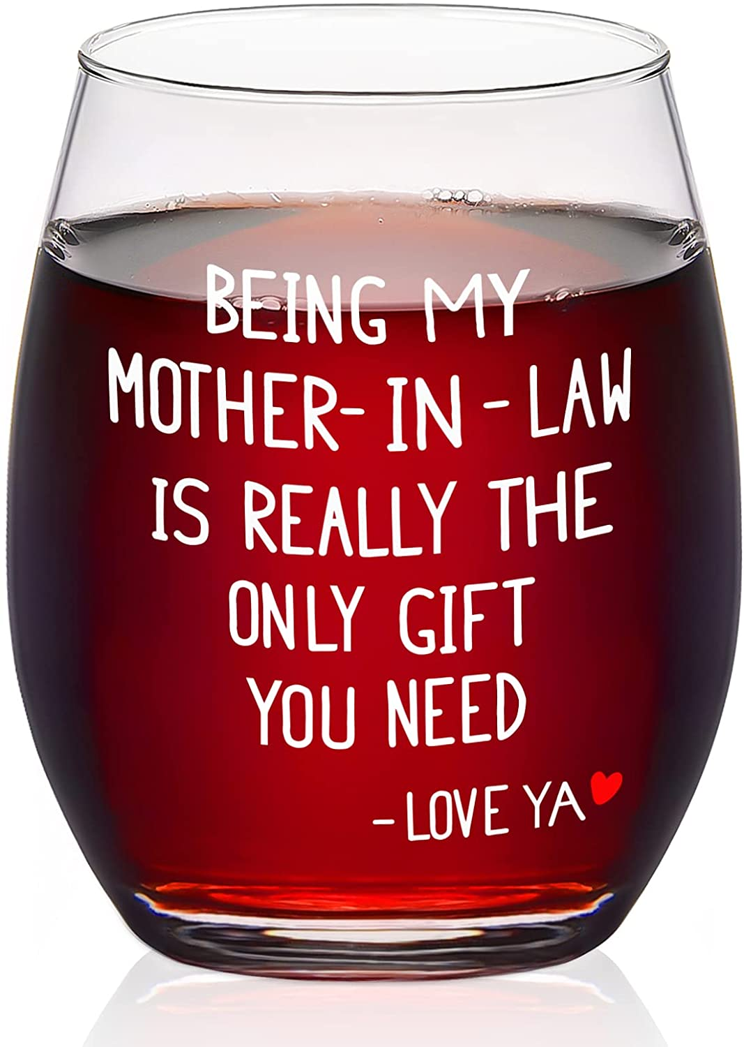 Futtumy Mother in Law Gifts, Mother-In-Law Stemless Wine Glass 15Oz, Mother’S Day Gift Birthday Gift Christmas Gift for Mother in Law from Daughter in Law Son in Law