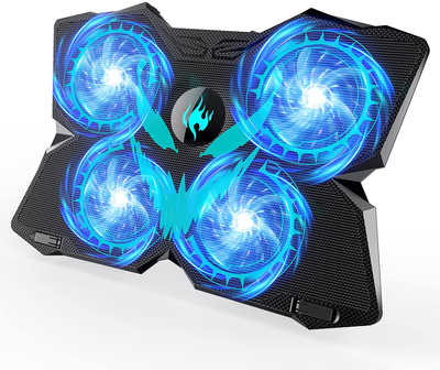 Laptop Cooling Pad, Gaming Laptop Cooler Stand with 4 Silent Big Fans for Notebook, Stable Cooling Pad for Laptop, 2 USB Powered Fan Compatible up to 17”, Control Fan Speed for PC, 2020 New (Blue)