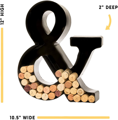 Wine Cork Holder - Metal Monogram Letter (&), Black, Large | Wine Lover Gifts, Housewarming, Engagement & Bridal Shower Gifts | Personalized Wall Art | Home Décor