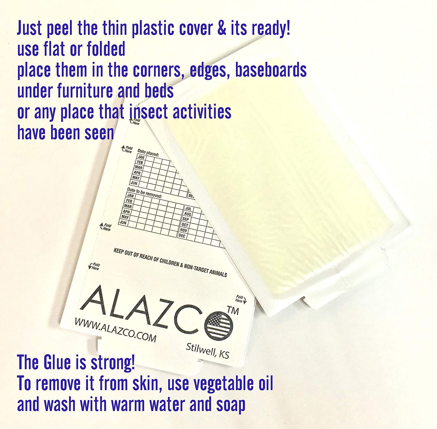 ALAZCO 12 Glue Traps - Excellent Quality Glue Boards Mouse Trap Bugs Insects Spiders, Brown Recluse, Crickets Cockroaches Lizard Scorpion Mice Trap & Monitor Non-Toxic Made in USA