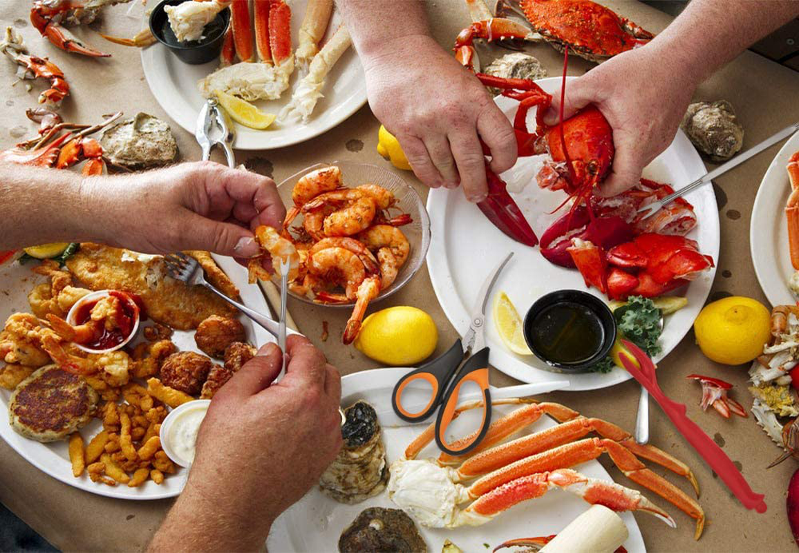Hiware 19-piece Seafood Tools Set includes 6 Crab Crackers, 6 Lobster Shellers, 6 Crab Leg Forks/Picks and 1 Seafood Scissors & Storage Bag - Nut Cracker Set