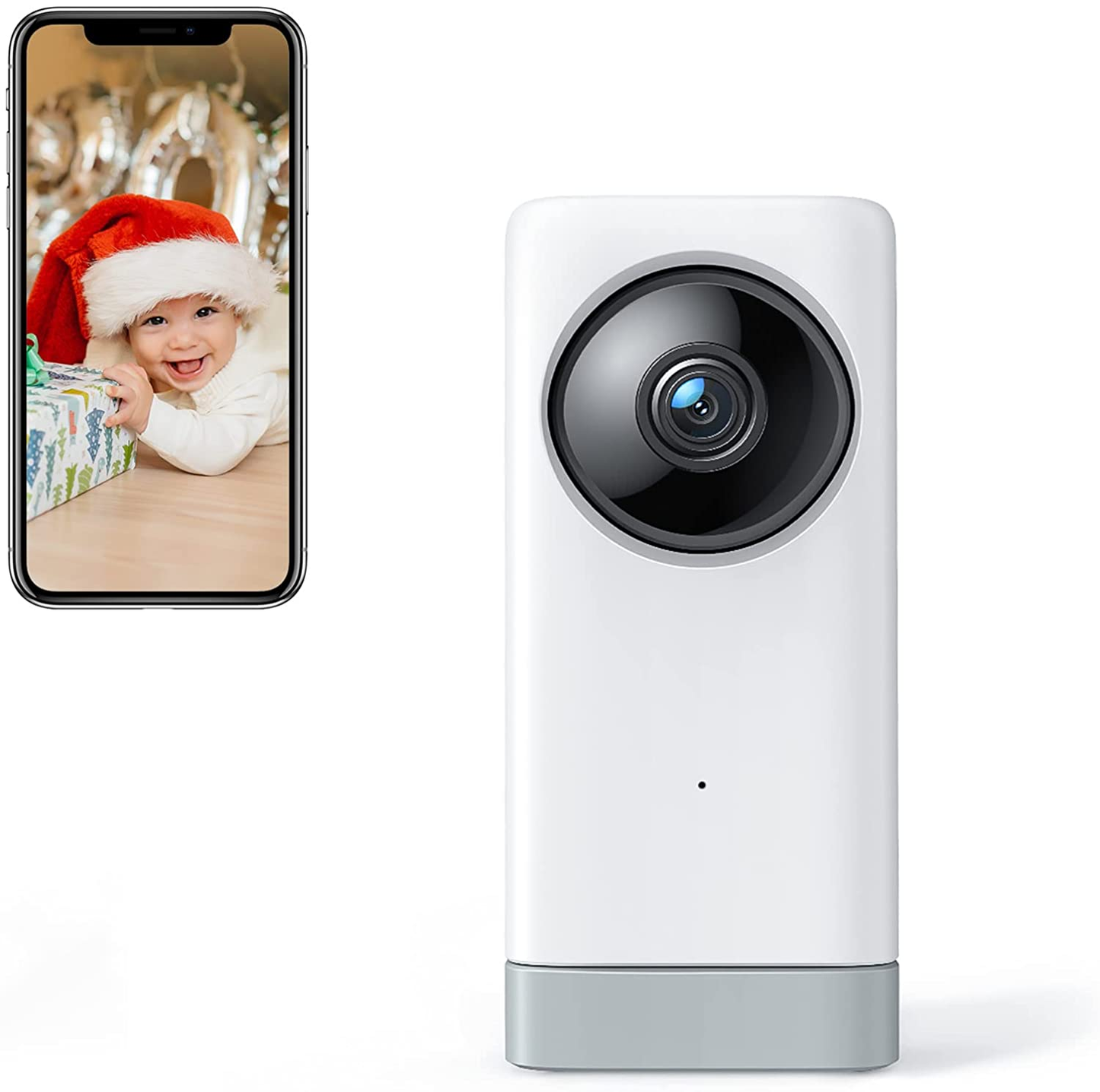 1080P Wifi Camera for Home Security Indoor, Pet Camera with 2-Way Audio, Motion and Sound Detection, Compatible with Alexa and Google Assistant White