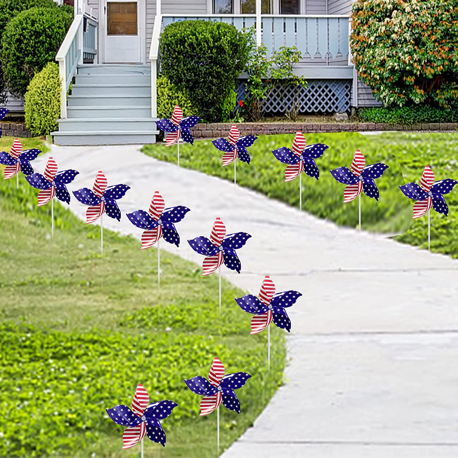 4Th of July Decorations, 12 Pcs Patriotic Pinwheels Red White and Blue Decorations for Independence Day Fourth of July Indoor Outdoor Home Yard