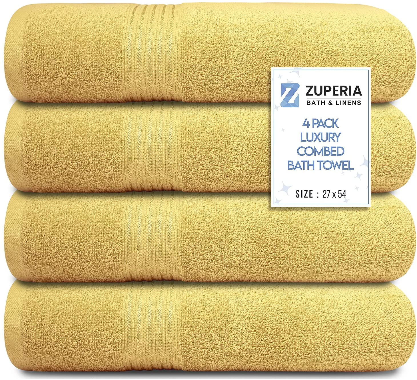 Bath Towels 27" X 54" Set of 4 Ultra Soft 600 GSM 100% Combed Cotton Large Towels for Bathroom, Highly Absorbent Daily Usage Bath Towel Set Ideal for Pool, Home, Gym, Spa, Hotel (Blue)