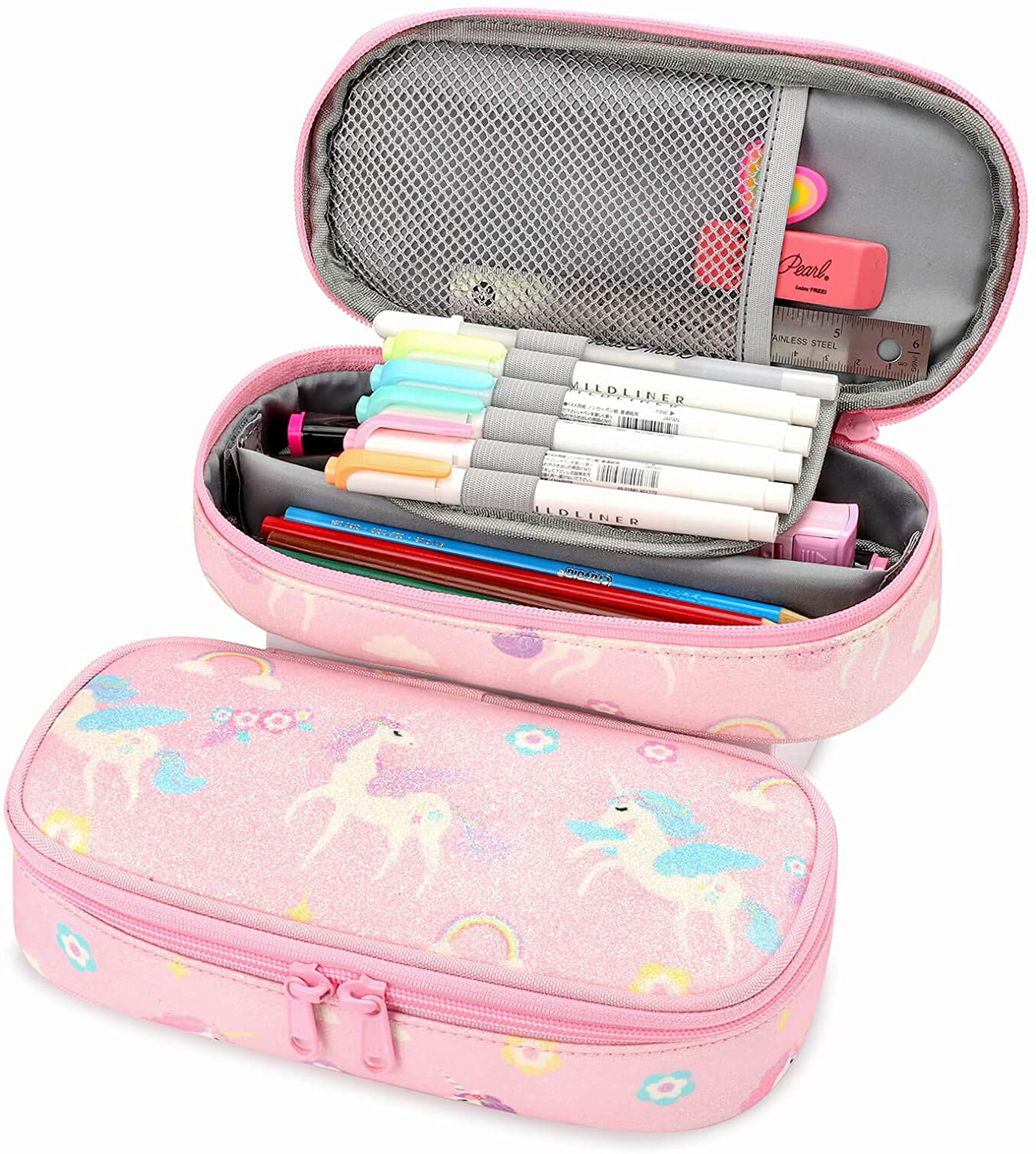 Pencil Case for Kids Glitter Little Girls Pen Pouch