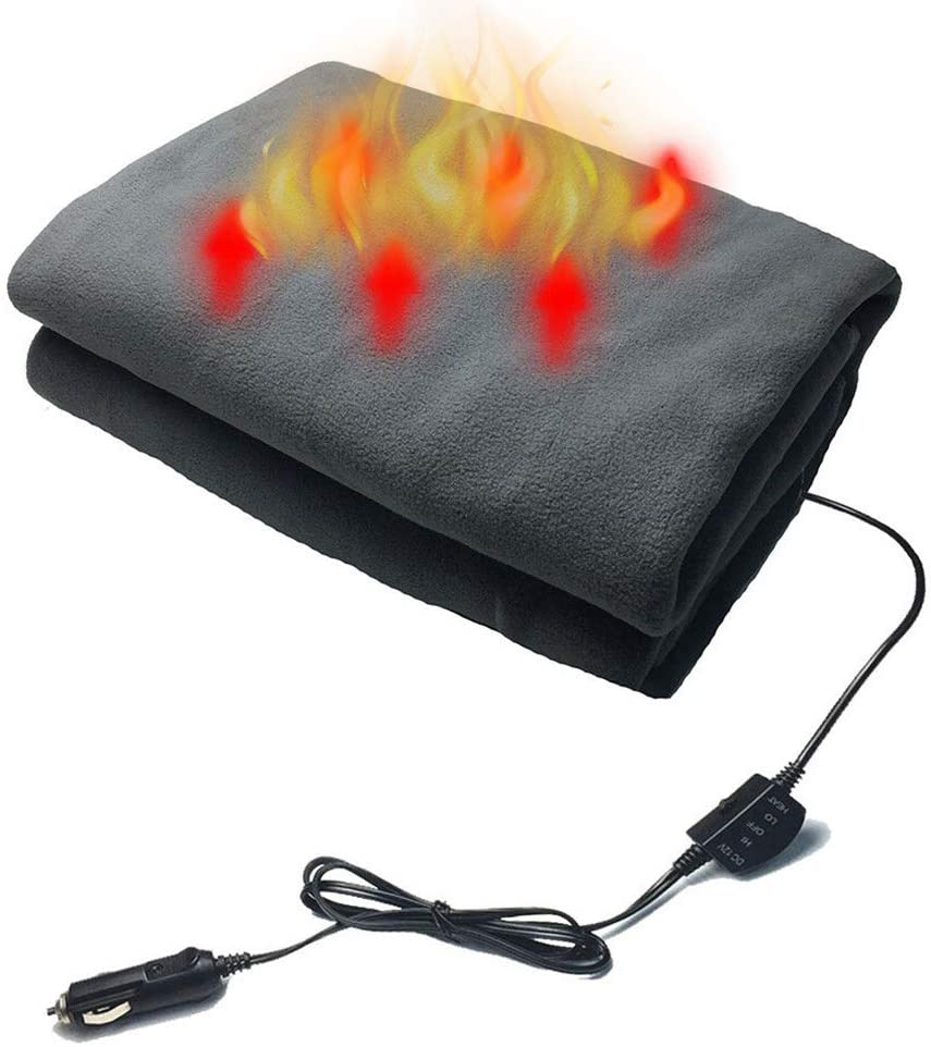 Electric Blanket 57" X 39" Super Soft Heated Blanket Machine Washable Car Heating Blanket Artificial Fleece Electric Blanket Throw with 2 Heating Settings for Home Office Camping Travel Use