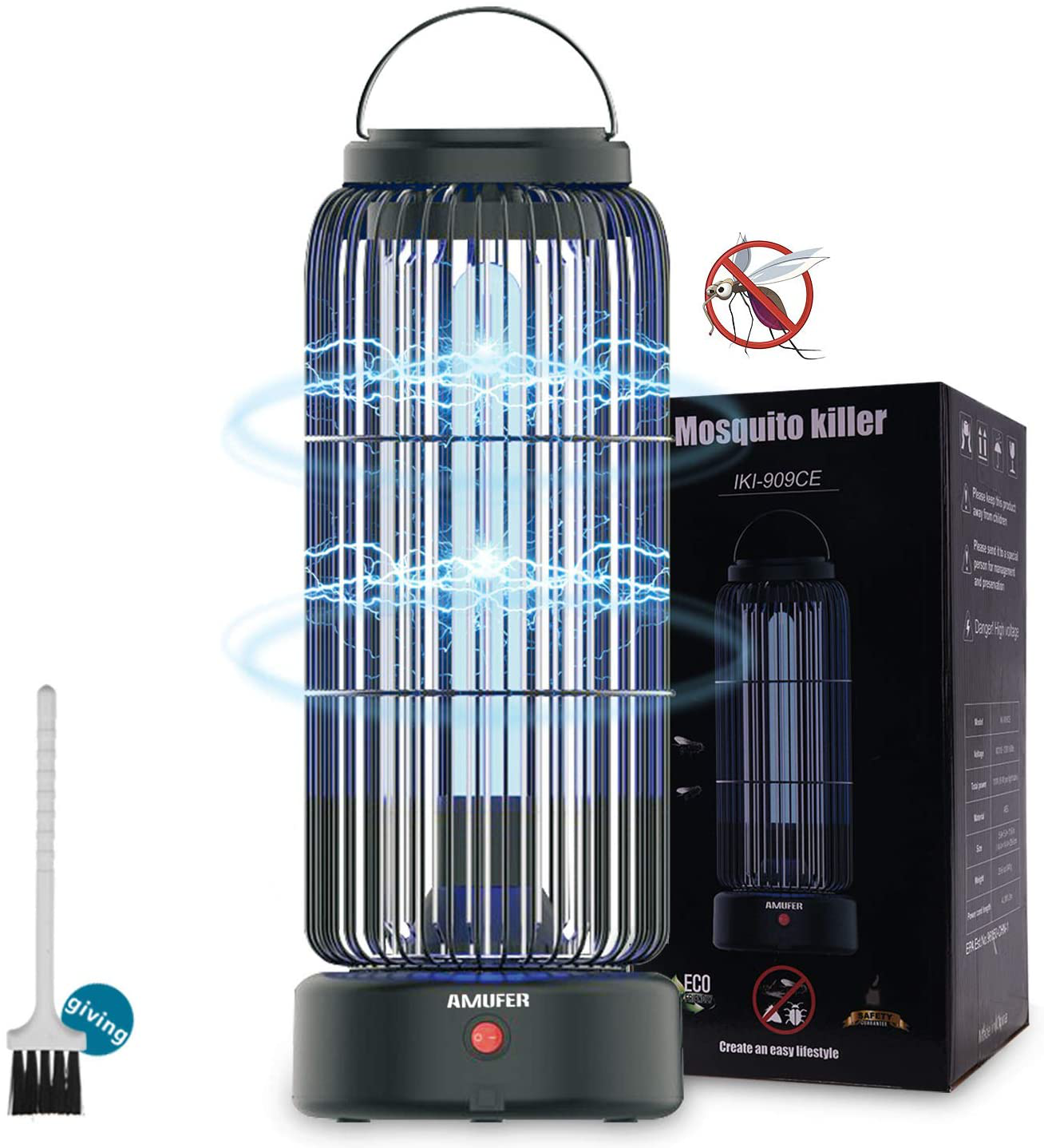 AMUFER Electric Bug Zapper High Powered Mosquito Killer with 11W Fly Insect Trap Lamp Bulb, Portable Hanging Pest Control 430sq.Ft Coverage for Indoor, Home,Kitchen, Bedroom,Office