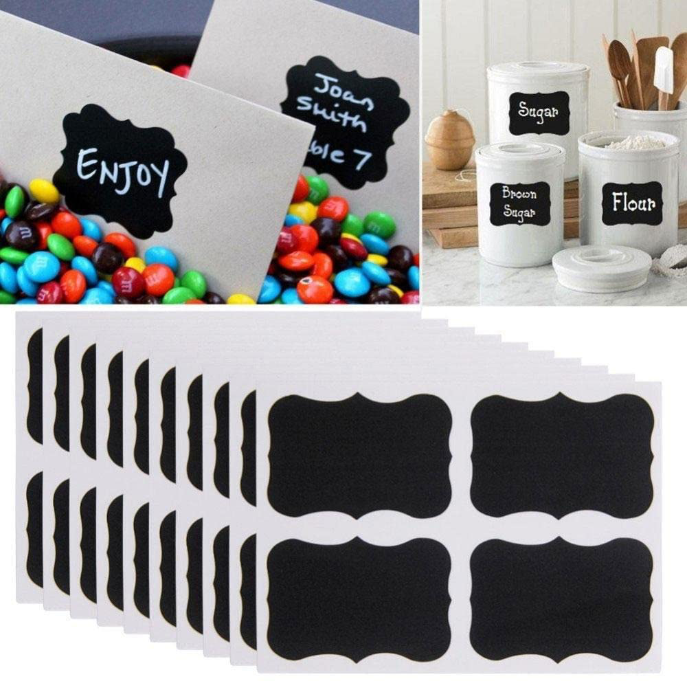 36PCS Chalkboard Labels,Free Erasable Chalk Pen,Removable,Reusable & Waterproof Blackboard Stickers, for Containers, Jars, Mason, Spice, Glass, Bottles,Distinguish and Remind Things Label