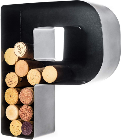 Wine Cork Holder - Metal Monogram Letter (P), Black, Small | Wine Lover Gifts, Housewarming, Engagement & Bridal Shower Gifts | Personalized Wall Art | Home Décor