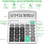 Calculator, Splaks Standard Functional Desktop Calculator Solar and AA Battery Dual Power Electronic Calculator with 12-Digit Large Display (2 Updated Silver)