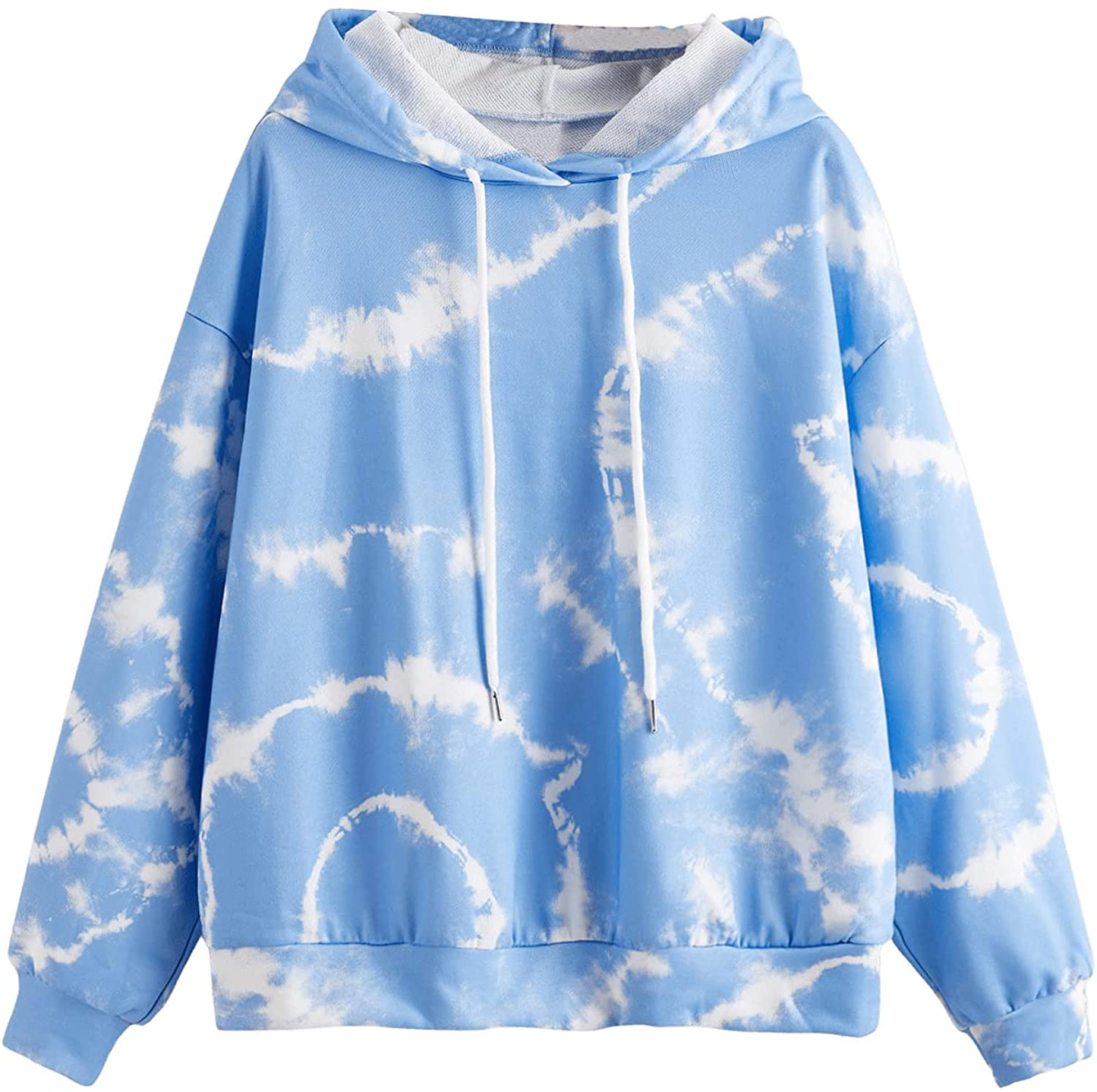 SweatyRocks Women's Long Sleeve Hoodie Sweatshirt Colorblock Tie Dye Print Tops