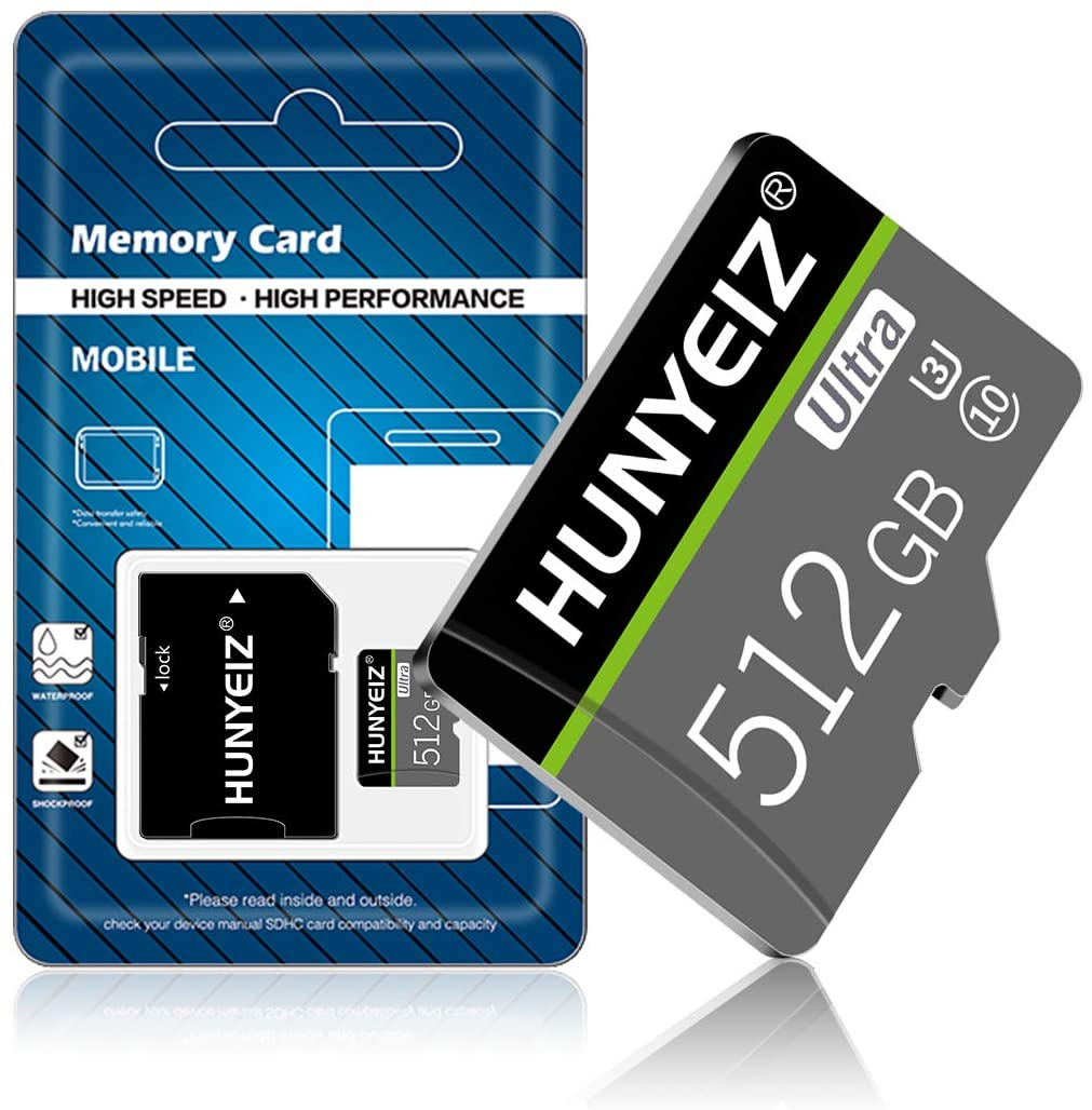 Micro SD Card 512GB High Speed SD Card Class 10 Memory Card with Adapter for Smartphone Surveillance Camera Tachograph Tablet Computers