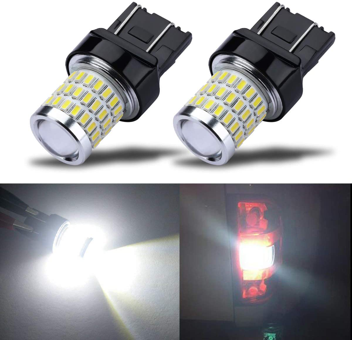 iBrightstar Newest 9-30V Super Bright Low Power 7440 7443 T20 LED Bulbs with Projector replacement for Front Rear Turn Signal Lights