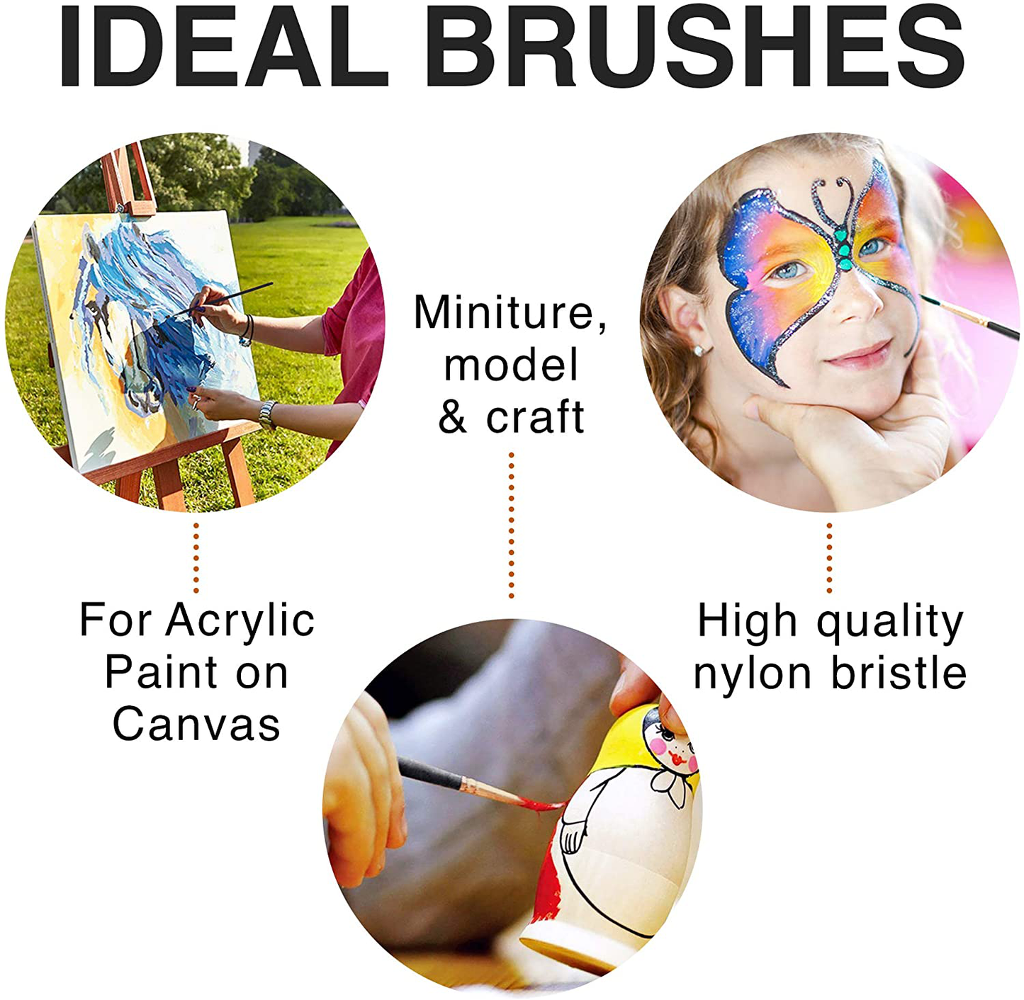 Professional Artist Paint Brush Set of 12 - Painting Brushes Kit for Kids, Adults Fabulous for Canvas, Watercolor & Fabric