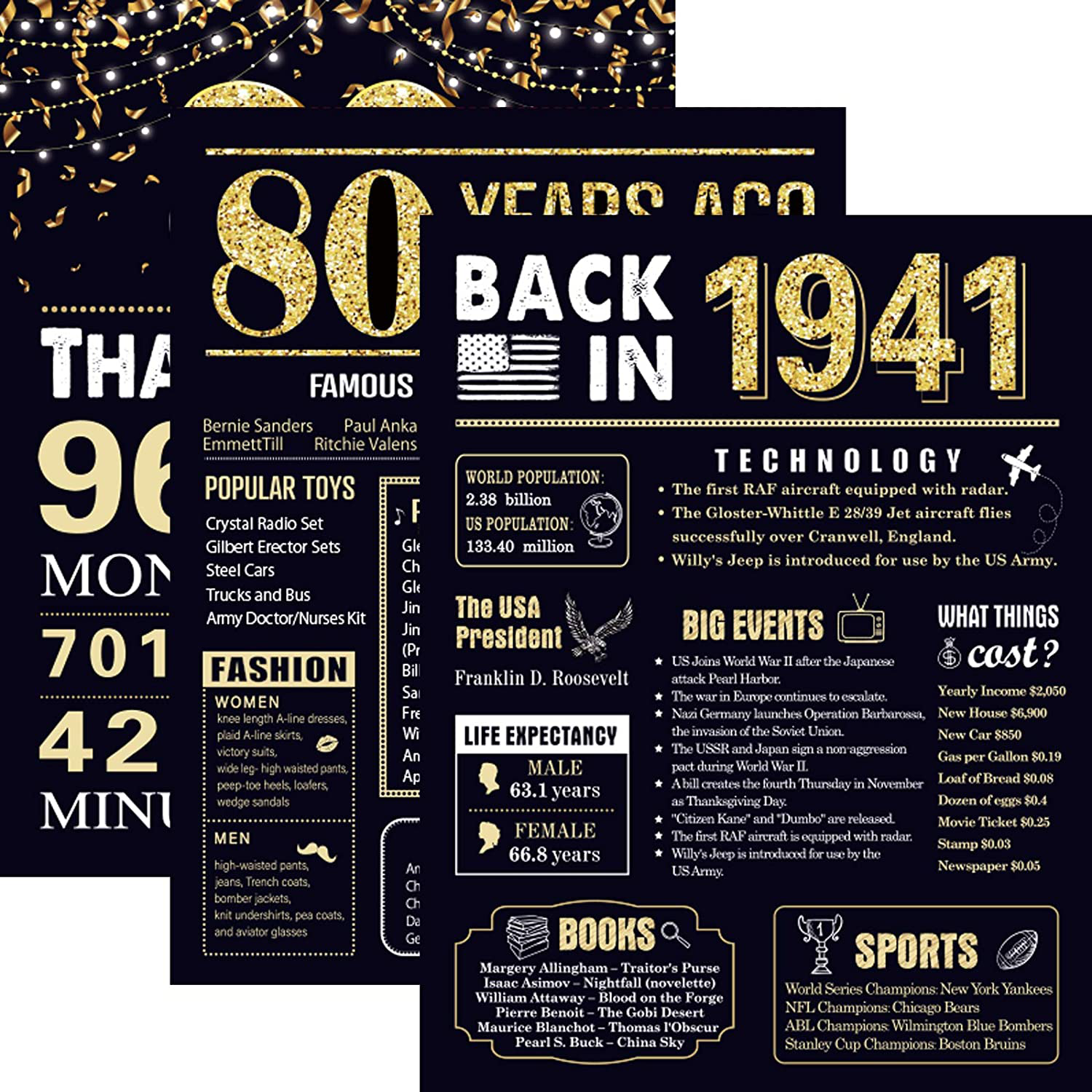 30 Years Ago 30th Birthday Wedding Anniversary Poster 3 Pieces 11 x 14 30s Party Decorations Supplies Large Sign Home Decor for Men and Women (Back in 1991-30 Years)