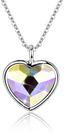 Women Heart Pendant Necklace Chain Jewelry White Gold Plated with Austrian Crystal Best Gift for Her