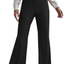 SOLY HUX Women's Elastic Waist Tie Front Flare Leg Pants Ribbed Knit Trousers