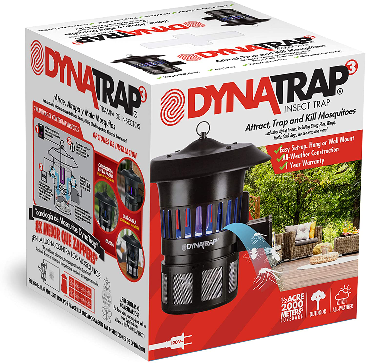 DynaTrap DT1100 Insect Trap Optional Wall Mount, 1/2 Acre Coverage, Black
