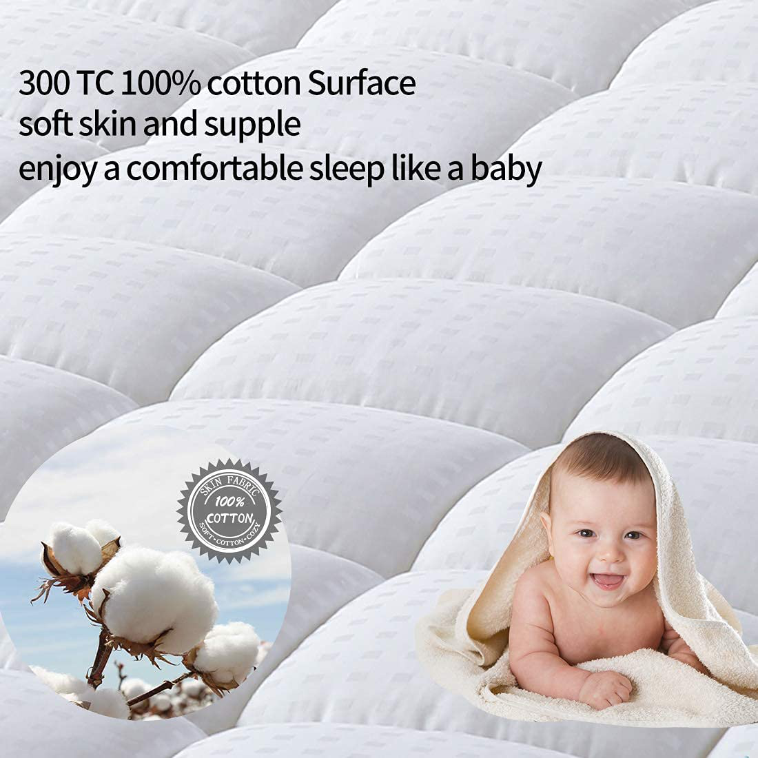 MEROUS King Size Mattress Pad Pillow Top Quilted Mattress Cover Mattress Protector Cotton 8-21" Deep Pocket Cooling Mattress Topper