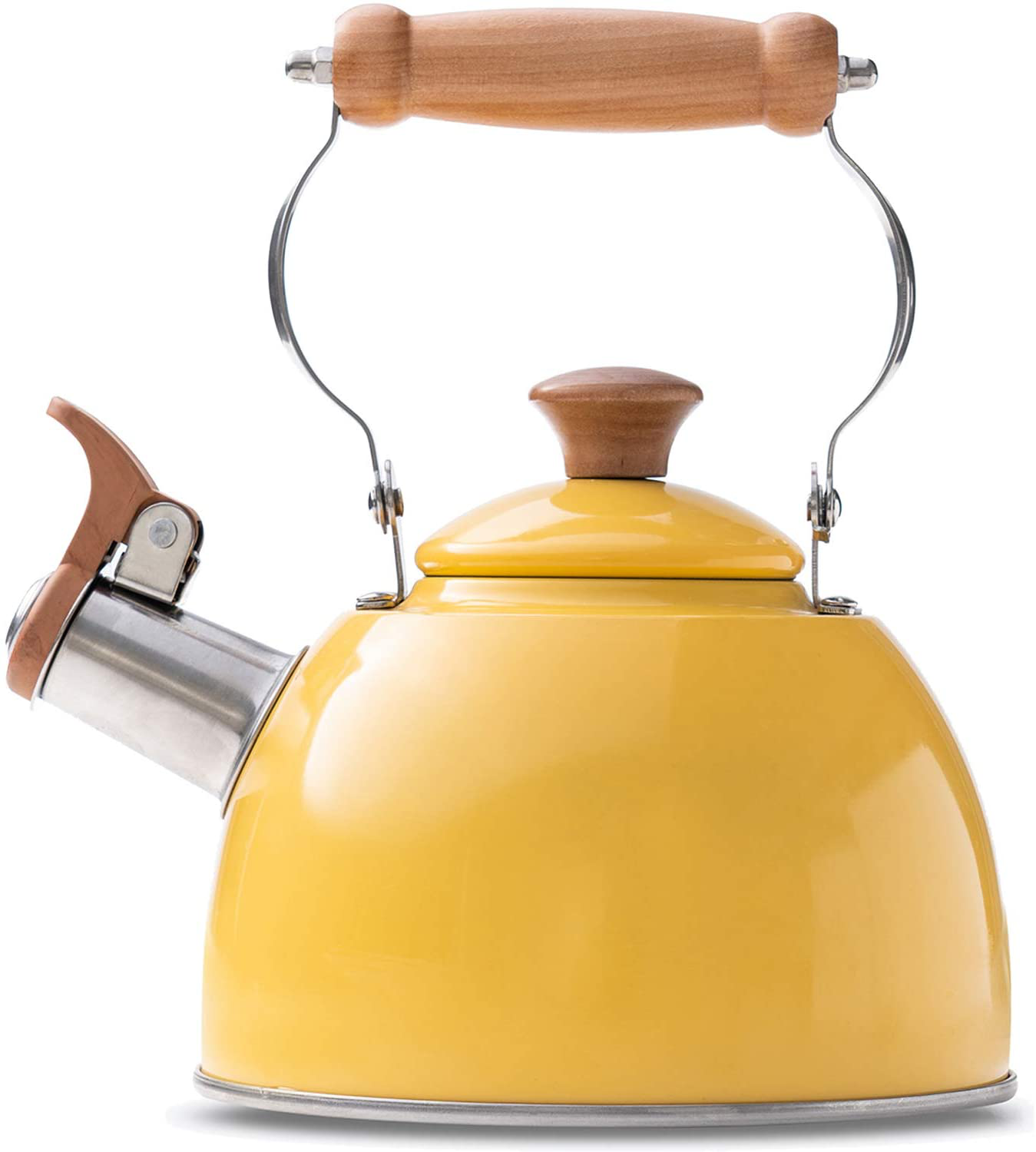ROCKURWOK Tea Kettle Stovetop Whistling Teapot, Stainless Steel, 2.64-Quart White