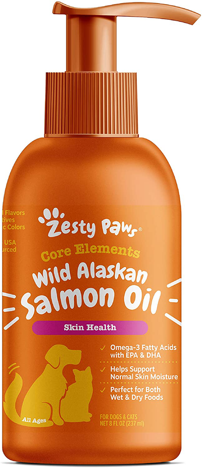 Pure Wild Alaskan Salmon Oil for Dogs & Cats Omega 3 Liquid Food Supplement for Pets - All Natural EPA + DHA Fatty Acids for Skin & Coat - 8 FL OZ
