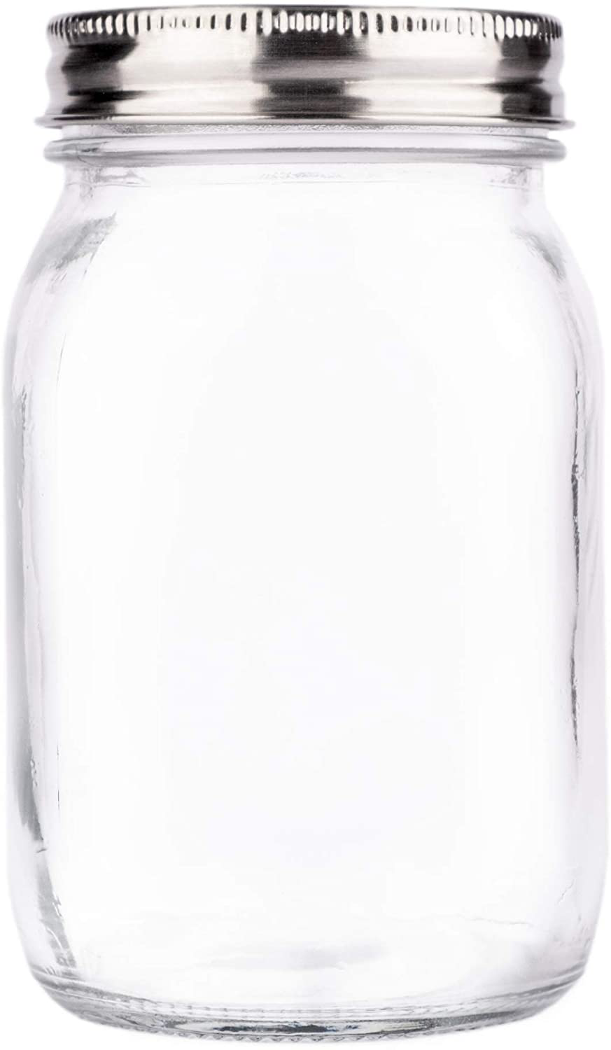 Premium Regular Mouth Mason Jar 16 oz by Soul, Crystal Clear Glass, Airtight Stainless Steel Lid, Dishwasher Safe, BPA Free, Drinking Jar, Canning Jar [3rd Gen]