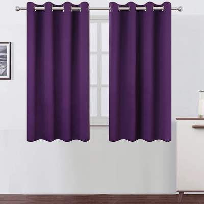 LEMOMO Purple Thermal Blackout Curtains/52 x 54 Inch/Set of 2 Panels Room Darkening Curtains for Bedroom