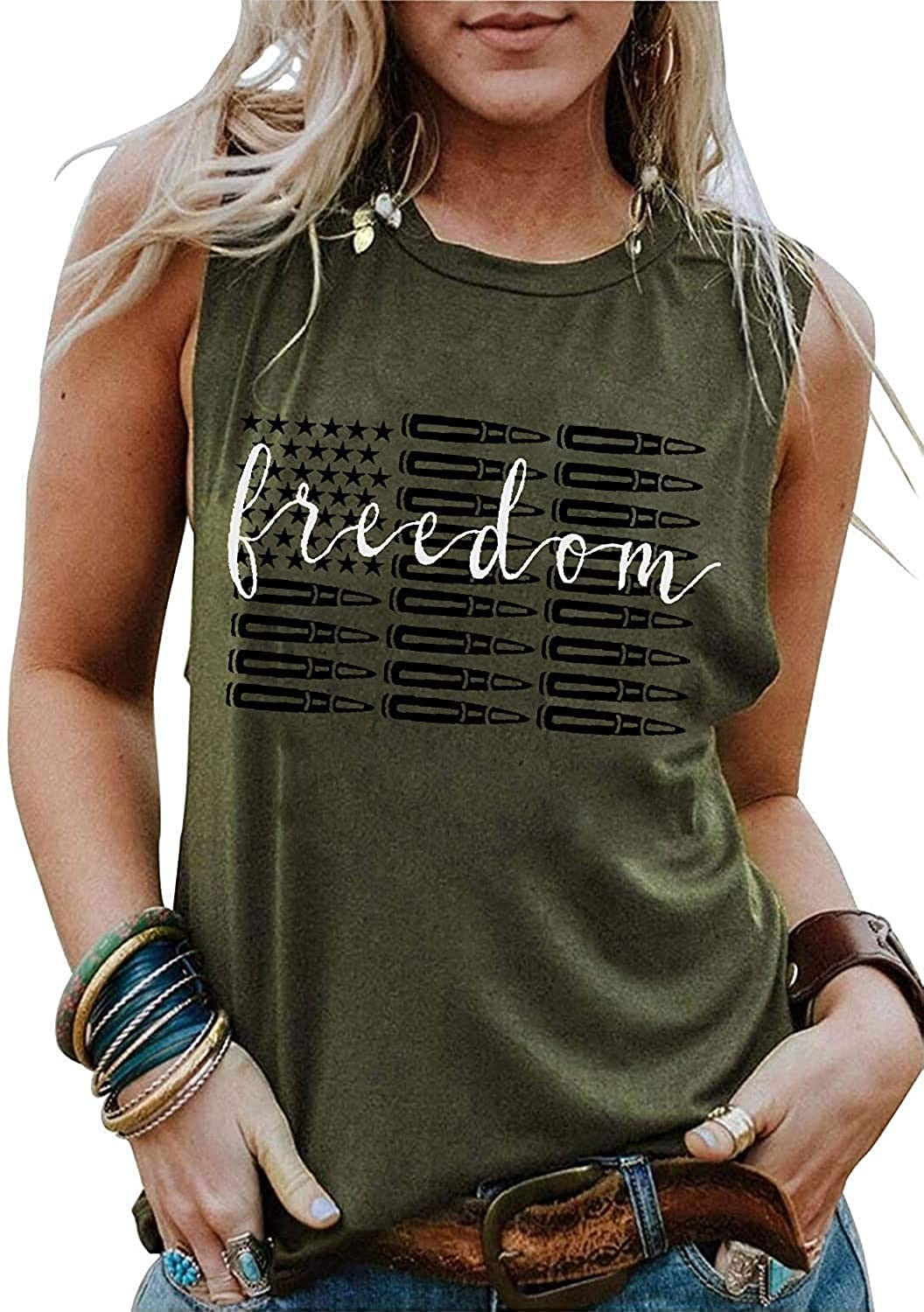 American Flag Tank Tops for Women We the People 1776 Sleeveless T-Shirt 4Th of July Tee Tops